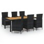 7-tlg. Garten-Essgruppe mit Auflagen Poly Rattan Schwarz 7-tlg. Garten-Essgruppe mit Auflagen Poly Rattan Schwarz
