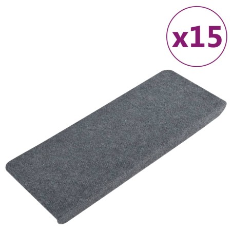 vidaXL Stufenmatten Selbstklebend 15 Stk. 65x24,5x3,5 cm Grau