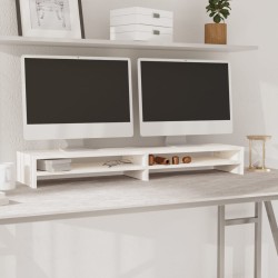 Monitorständer Weiß 100x24x13 cm Massivholz Kiefer