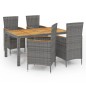 5-tlg. Garten-Essgruppe mit Kissen Poly Rattan Grau 5-tlg. Garten-Essgruppe mit Kissen Poly Rattan Grau