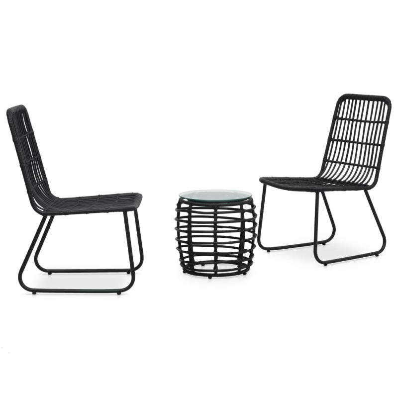 3-tlg. Bistro-Set Poly Rattan Schwarz 3-tlg. Bistro-Set Poly Rattan Schwarz