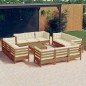 13-tlg. Garten-Lounge-Set mit Creme Kissen Kiefernholz 13-tlg. Garten-Lounge-Set mit Creme Kissen Kiefernholz