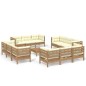 13-tlg. Garten-Lounge-Set mit Creme Kissen Kiefernholz 13-tlg. Garten-Lounge-Set mit Creme Kissen Kiefernholz