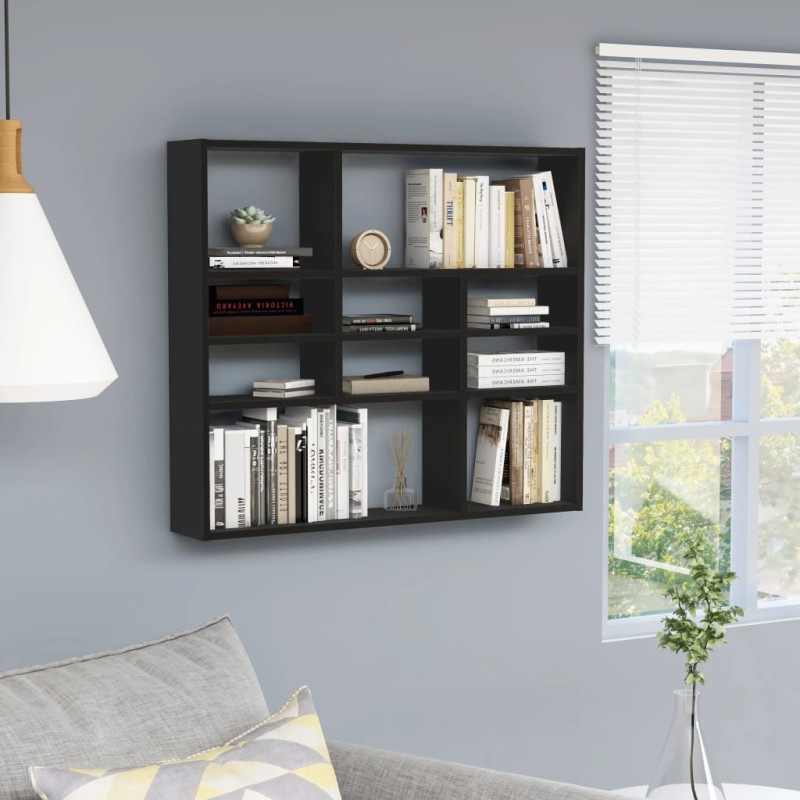Wandregal Schwarz 90x16x78 cm Holzwerkstoff Wandregal Schwarz 90x16x78 cm Holzwerkstoff