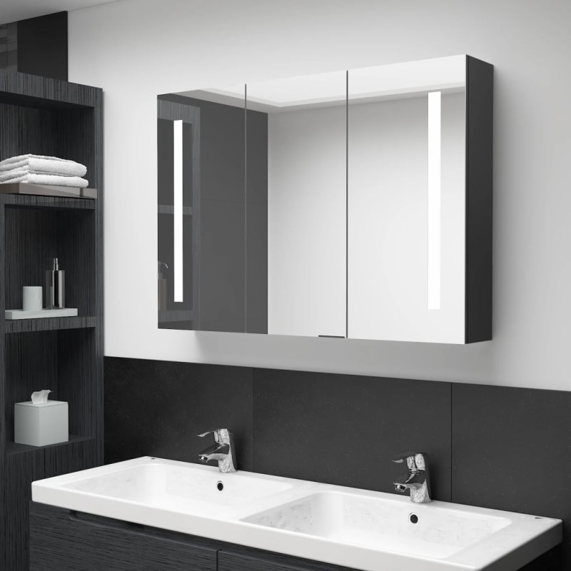 LED-Spiegelschrank fürs Bad 89x14x62 cm Glänzend Schwarz LED-Spiegelschrank fürs Bad 89x14x62 cm Glänzend Schwarz