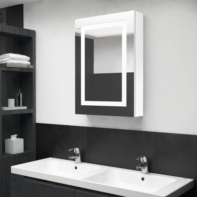 vidaXL LED-Spiegelschrank fürs Bad Glänzend Weiß 50x13x70 cm vidaXL LED-Spiegelschrank fürs Bad Glänzend Weiß 50x13x70 cm