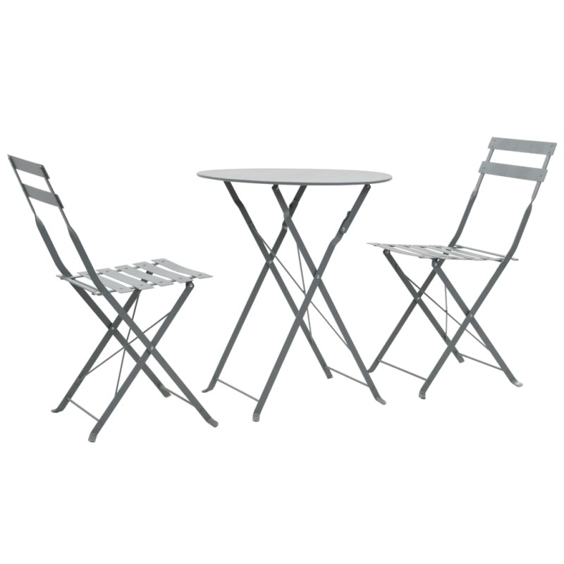 vidaXL 3-tlg. Bistro-Set Stahl Grau vidaXL 3-tlg. Bistro-Set Stahl Grau