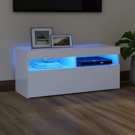 vidaXL TV-Schrank mit LED-Leuchten Weiß 90x35x40 cm