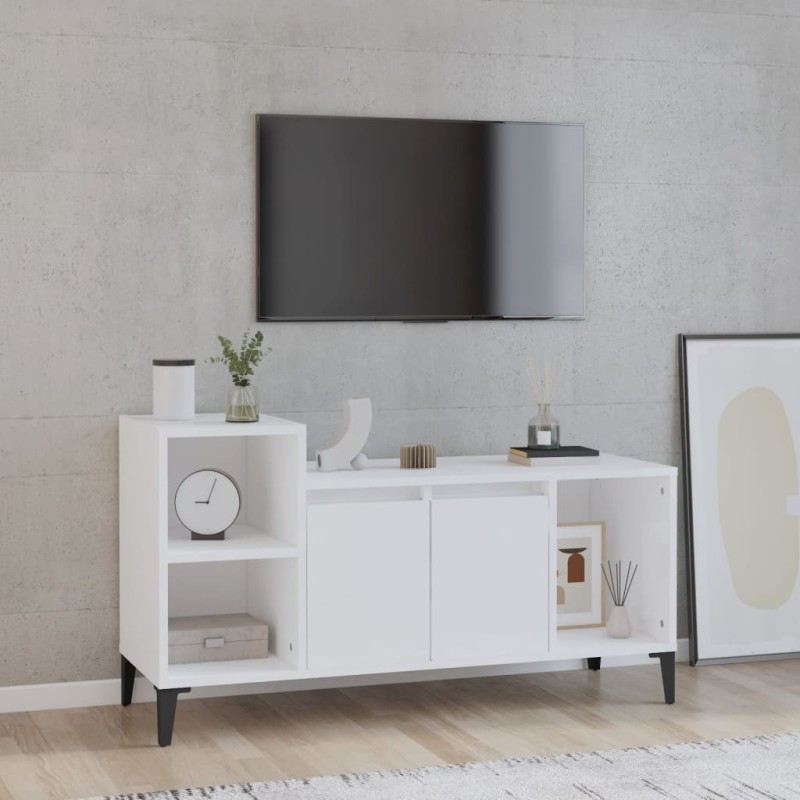 vidaXL TV-Schrank Hochglanz-Weiß 100x35x55 cm Holzwerkstoff vidaXL TV-Schrank Hochglanz-Weiß 100x35x55 cm Holzwerkstoff