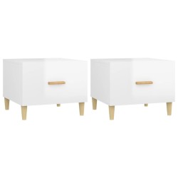 vidaXL Couchtische 2 Stk. Hochglanz-Weiß 50x50x40 cm Holzwerkstoff