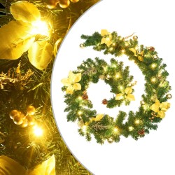 Weihnachtsgirlande mit LED-Lichtern Grün 2,7 m PVC