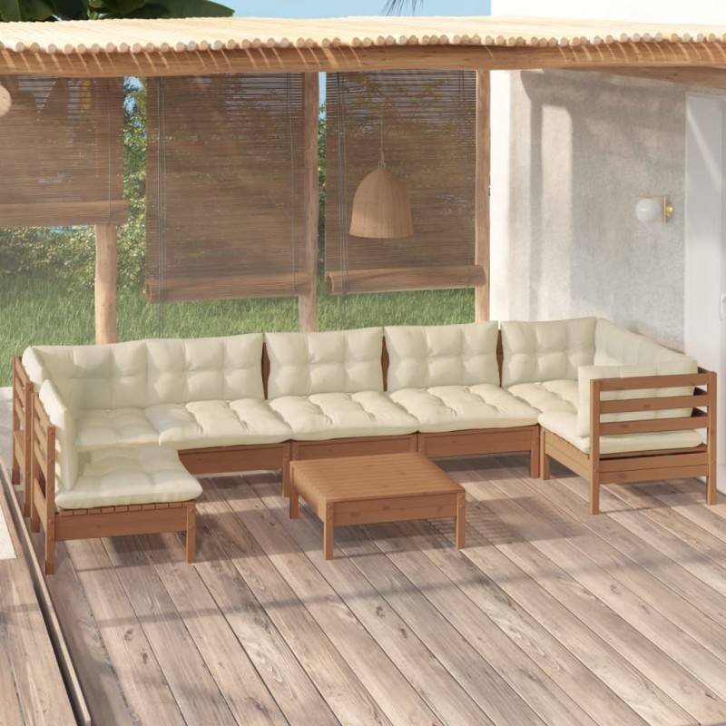 8-tlg. Garten-Lounge-Set mit Kissen Honigbraun Kiefernholz 8-tlg. Garten-Lounge-Set mit Kissen Honigbraun Kiefernholz