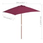 vidaXL Sonnenschirm mit Holzmast 150 x 200 cm Bordeauxrot vidaXL Sonnenschirm mit Holzmast 150 x 200 cm Bordeauxrot