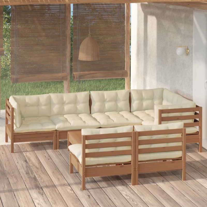 8-tlg. Garten-Lounge-Set mit Kissen Honigbraun Kiefernholz 8-tlg. Garten-Lounge-Set mit Kissen Honigbraun Kiefernholz