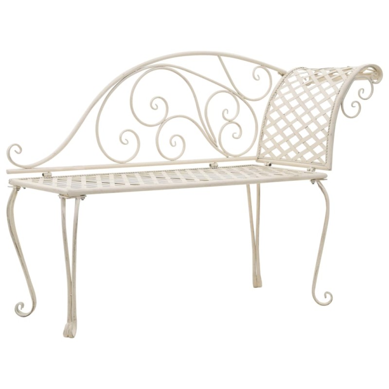 Garten-Chaiselongue 128 cm Metall Antik Weiß Garten-Chaiselongue 128 cm Metall Antik Weiß