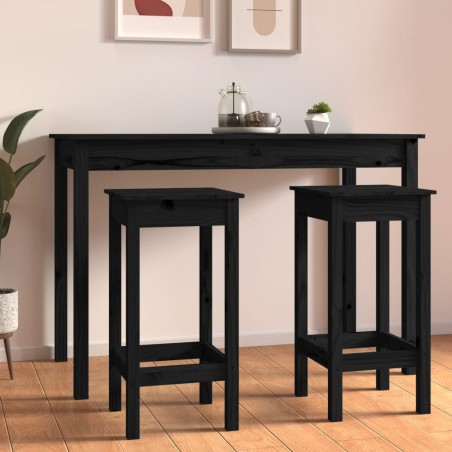 vidaXL Barstühle 2 Stk. Schwarz 40x40x78 cm Massivholz Kiefer