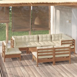 vidaXL 9-tlg. Garten-Lounge-Set mit Kissen Honigbraun Kiefernholz