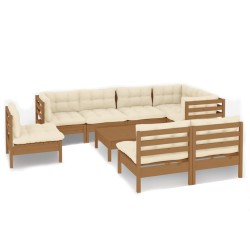 vidaXL 9-tlg. Garten-Lounge-Set mit Kissen Honigbraun Kiefernholz