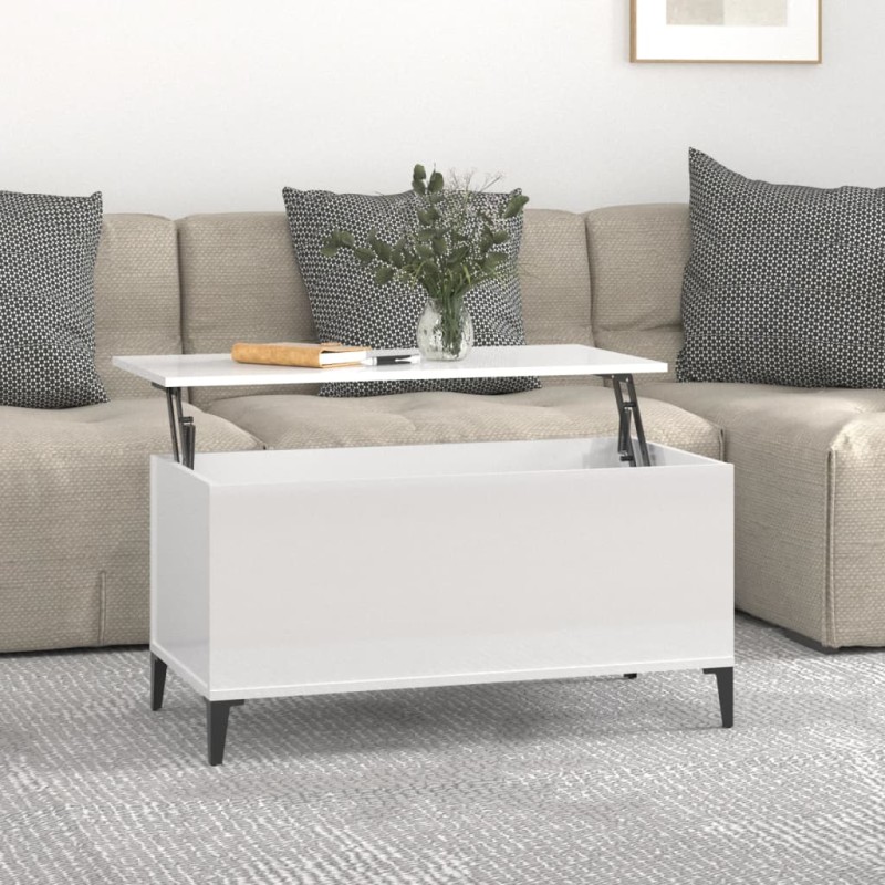 Couchtisch Hochglanz-Weiß 90x44,5x45 cm Holzwerkstoff Couchtisch Hochglanz-Weiß 90x44,5x45 cm Holzwerkstoff