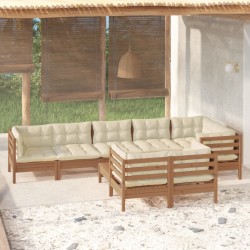 vidaXL 9-tlg. Garten-Lounge-Set mit Kissen Honigbraun Kiefernholz