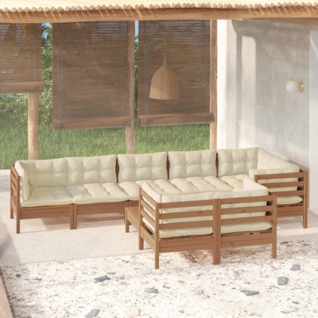 vidaXL 9-tlg. Garten-Lounge-Set mit Kissen Honigbraun Kiefernholz