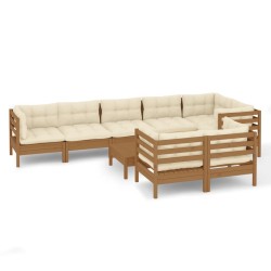 vidaXL 9-tlg. Garten-Lounge-Set mit Kissen Honigbraun Kiefernholz