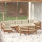 10-tlg. Garten-Lounge-Set mit Kissen Honigbraun Kiefernholz 10-tlg. Garten-Lounge-Set mit Kissen Honigbraun Kiefernholz