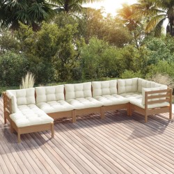 vidaXL 7-tlg. Garten-Lounge-Set mit Kissen Honigbraun Kiefernholz