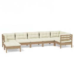vidaXL 7-tlg. Garten-Lounge-Set mit Kissen Honigbraun Kiefernholz