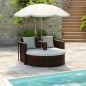 Gartenbett mit Sonnenschirm Braun Poly Rattan Gartenbett mit Sonnenschirm Braun Poly Rattan