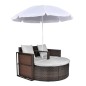 Gartenbett mit Sonnenschirm Braun Poly Rattan Gartenbett mit Sonnenschirm Braun Poly Rattan