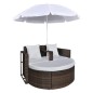 Gartenbett mit Sonnenschirm Braun Poly Rattan Gartenbett mit Sonnenschirm Braun Poly Rattan