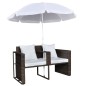 Gartenbett mit Sonnenschirm Braun Poly Rattan Gartenbett mit Sonnenschirm Braun Poly Rattan