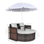 Gartenbett mit Sonnenschirm Braun Poly Rattan Gartenbett mit Sonnenschirm Braun Poly Rattan