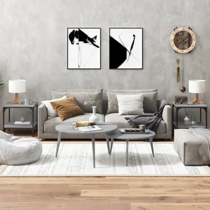 vidaXL Beistelltische 2 Stk. Grau Sonoma 40x40x40 cm Holzwerkstoff vidaXL Beistelltische 2 Stk. Grau Sonoma 40x40x40 cm Holzwerkstoff