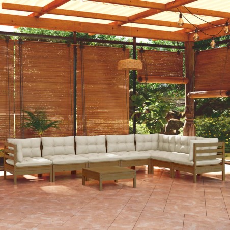 vidaXL 8-tlg. Garten-Lounge-Set mit Kissen Honigbraun Kiefernholz