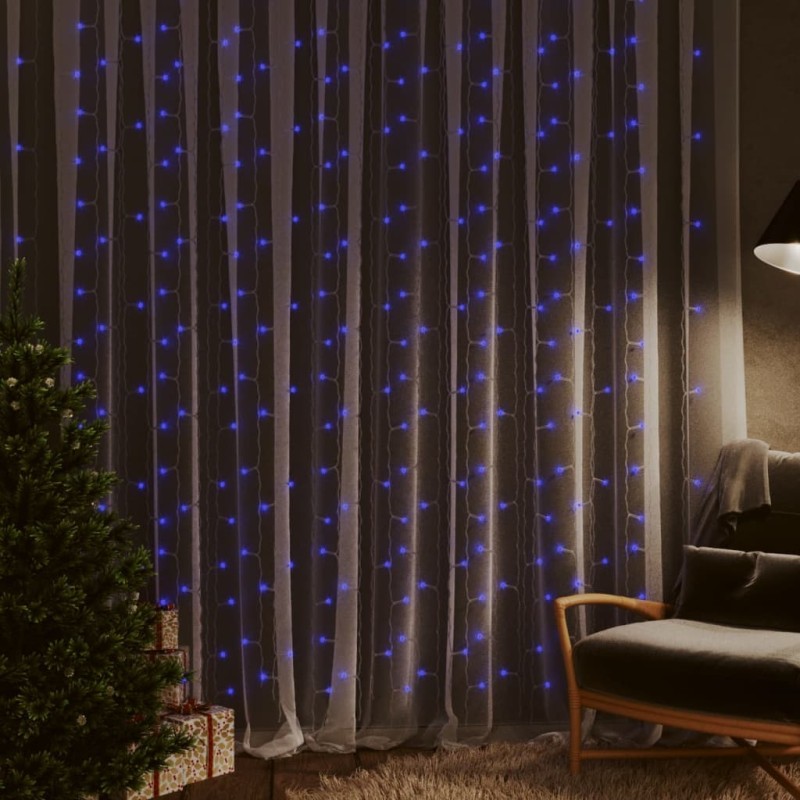 vidaXL LED-Lichtervorhang 3x3 m 300 LED Blau 8 Funktionen vidaXL LED-Lichtervorhang 3x3 m 300 LED Blau 8 Funktionen
