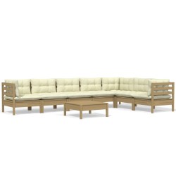 vidaXL 8-tlg. Garten-Lounge-Set mit Kissen Honigbraun Kiefernholz