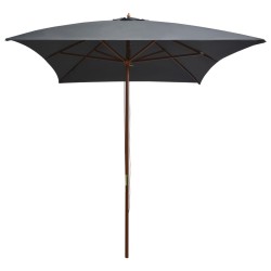 vidaXL Sonnenschirm mit Holz-Mast 200×300 cm Anthrazit