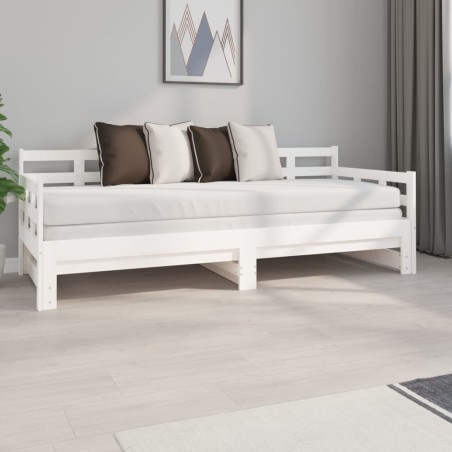 vidaXL Tagesbett Ausziehbar Weiß Massivholz Kiefer 2x(80x200) cm