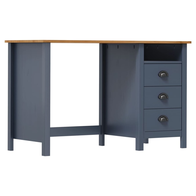 vidaXL Schreibtisch Hill mit 3 Schubladen Grau 120x50x74cm Kiefernholz vidaXL Schreibtisch Hill mit 3 Schubladen Grau 120x50x74cm Kiefernholz
