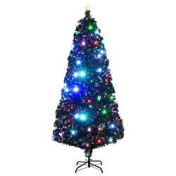 vidaXL Künstlicher Weihnachtsbaum mit Ständer/LED 180 cm Fiberoptik