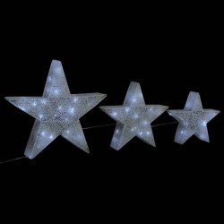 vidaXL Weihnachtssterne 3 Stk. Weiß Mesh LED Outdoor Indoor