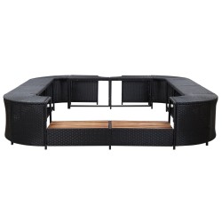 vidaXL Whirlpool-Umrandung Quadratisch Schwarz 268x268x55 Poly Rattan