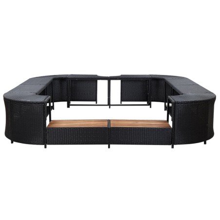 vidaXL Whirlpool-Umrandung Quadratisch Schwarz 268x268x55 Poly Rattan