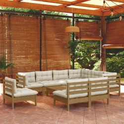vidaXL 10-tlg. Garten-Lounge-Set mit Kissen Honigbraun Kiefernholz