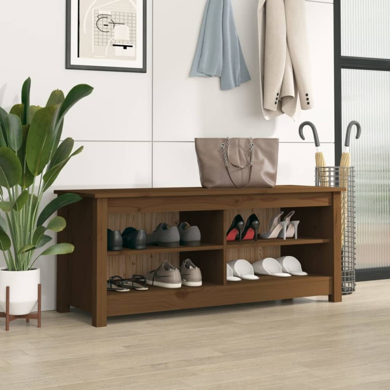 vidaXL Schuhbank Honigbraun 110x38x45,5 cm Massivholz Kiefer vidaXL Schuhbank Honigbraun 110x38x45,5 cm Massivholz Kiefer