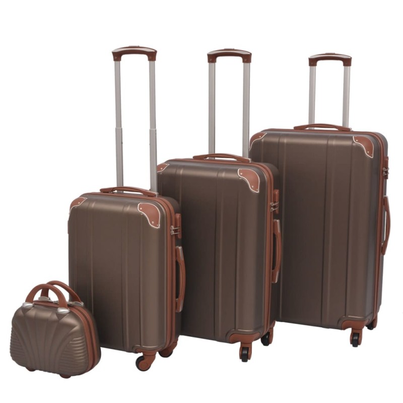 vidaXL Vierteiliges Hartschalen-Trolley-Set Kaffeebraun vidaXL Vierteiliges Hartschalen-Trolley-Set Kaffeebraun