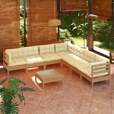 vidaXL 8-tlg. Garten-Lounge-Set mit Kissen Honigbraun Kiefernholz