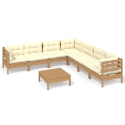 vidaXL 8-tlg. Garten-Lounge-Set mit Kissen Honigbraun Kiefernholz